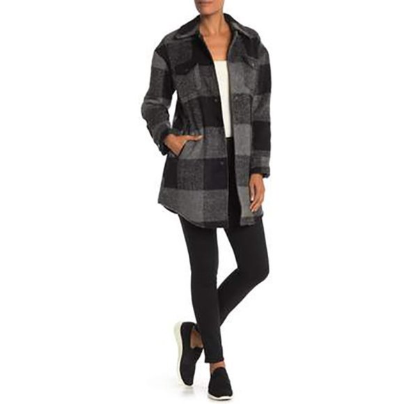 Lucky Brand Jackets & Blazers - Lucky Brand Missy Plaid Shacket Jacket Lined Grey Buffalo Check Size XL